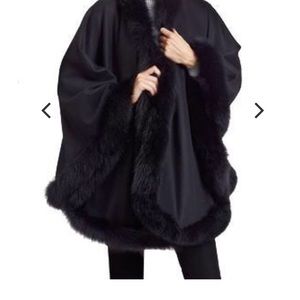 Belle Fare black Cashmere And Fox trim wrap
